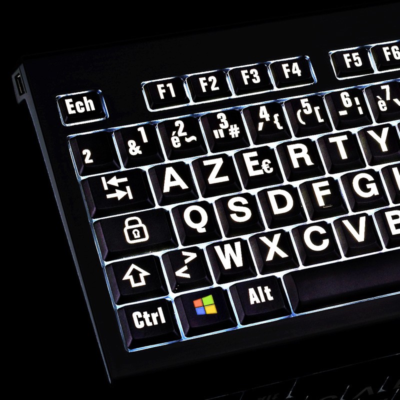 Clavier à grosses touches lumineux rétro-éclairé logikeyboard