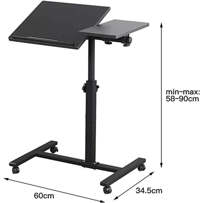 Table de lit réglable sur roulettes
