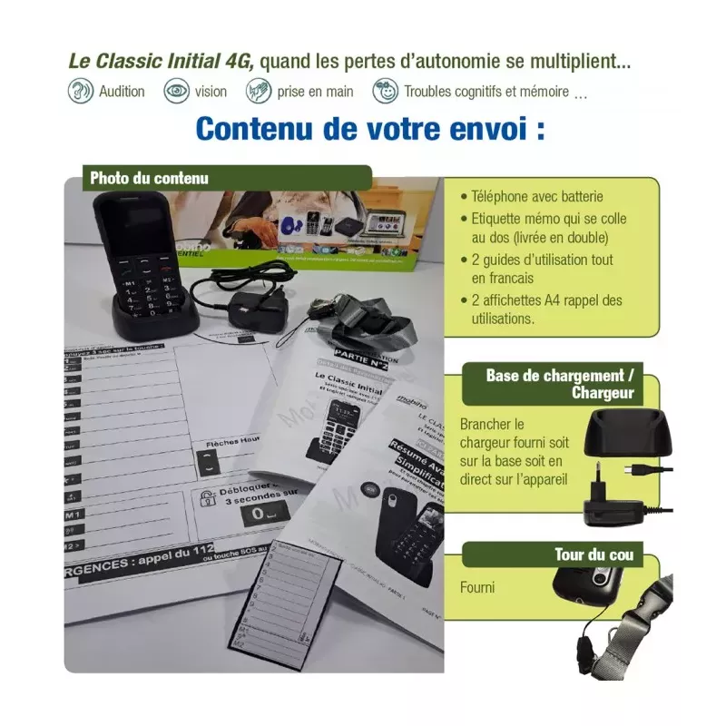 Téléphone Portable Classic Initial pour les Séniors