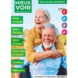 Magazine de jeux en gros caractères : mots fléchés, croisé, sudoku