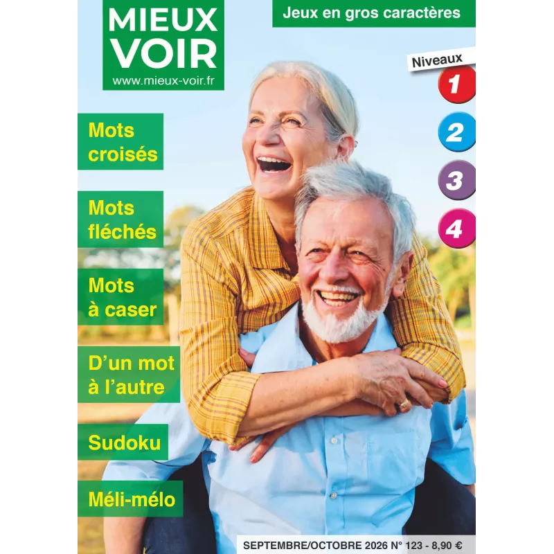 Magazine de jeux en gros caractères : mots fléchés, croisé, sudoku